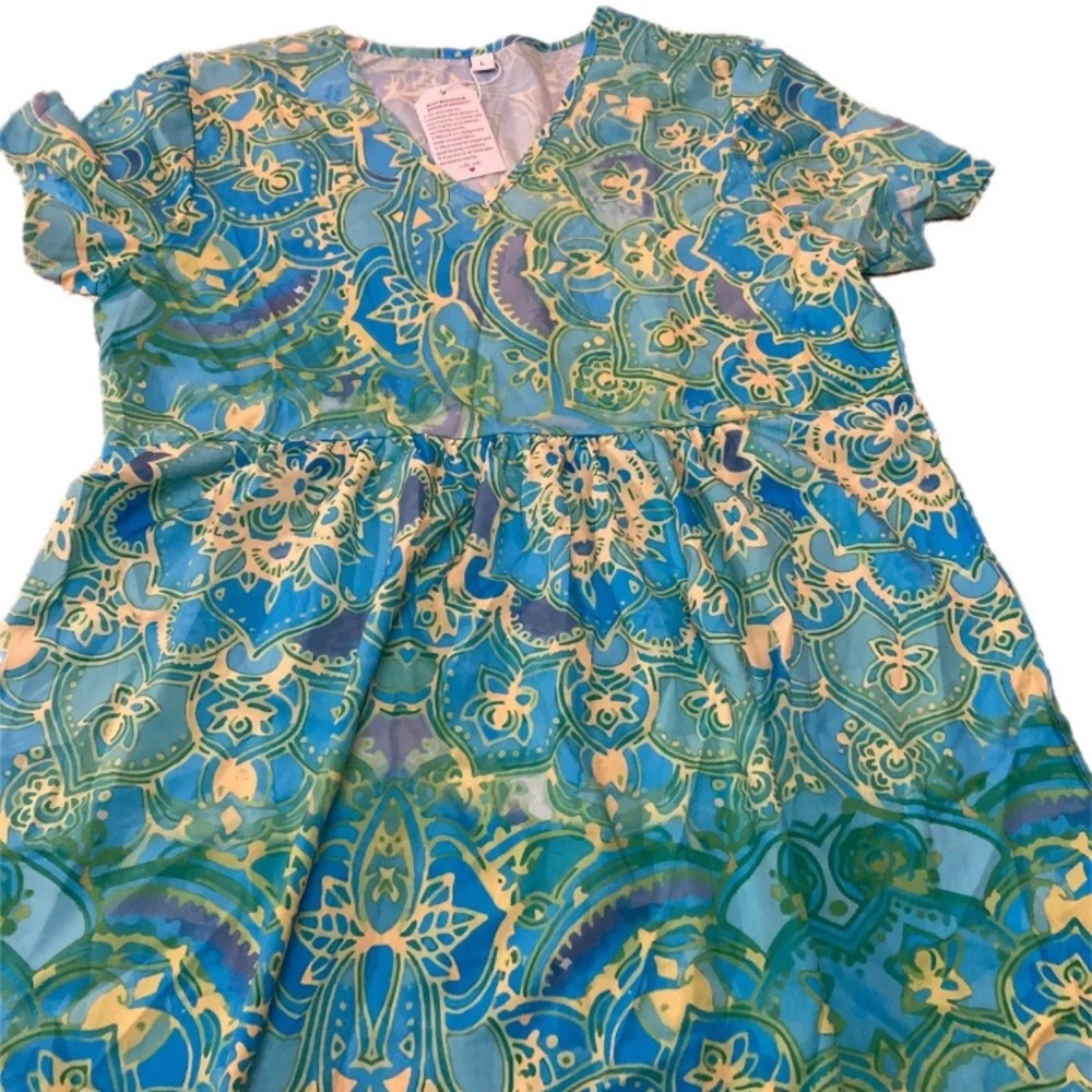 Made With Love Dress/ Coverup Bohemian NWT Raised Waistline Summer/ Babydoll L